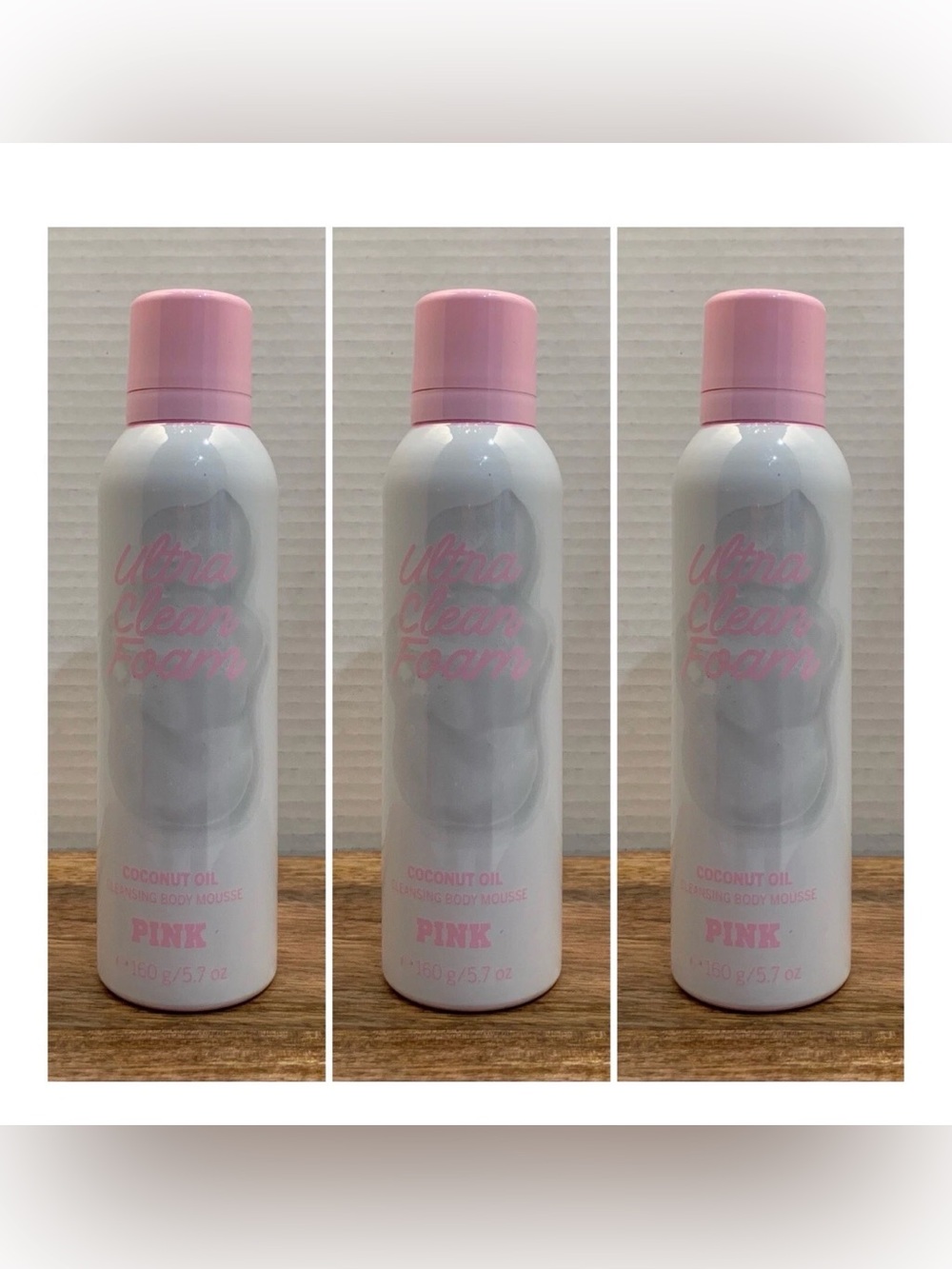 3~Victoria's Secret PINK Ultra Clean Foam Coconut Oil Cleansing Body Mousse